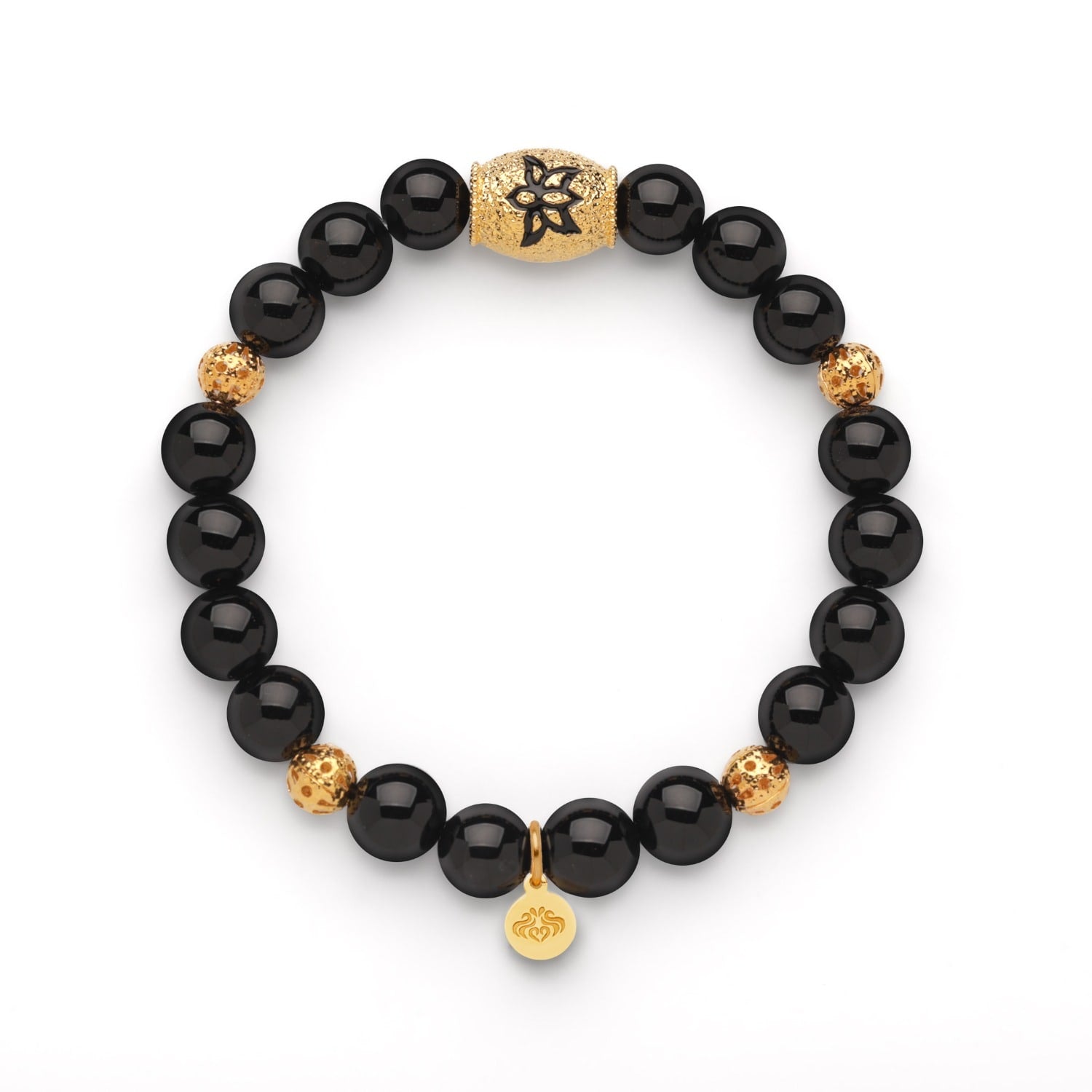 Protection And Strength Onyx Lotus Beaded Bracelet