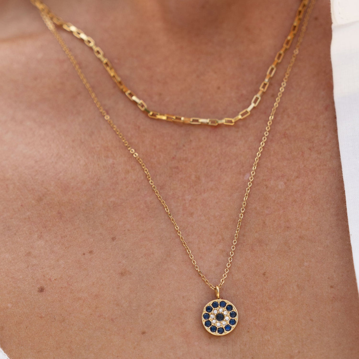 Protective Eye Charm Gold Necklace