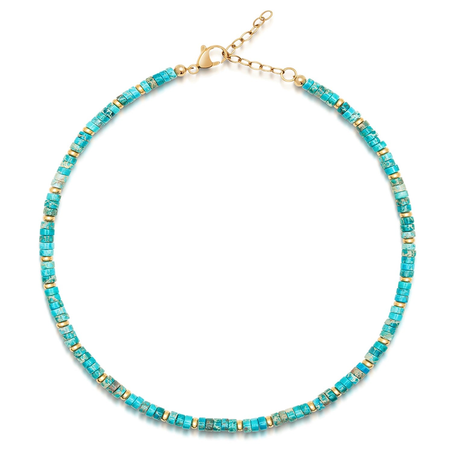 Heishi Turquoise Choker With Gold
