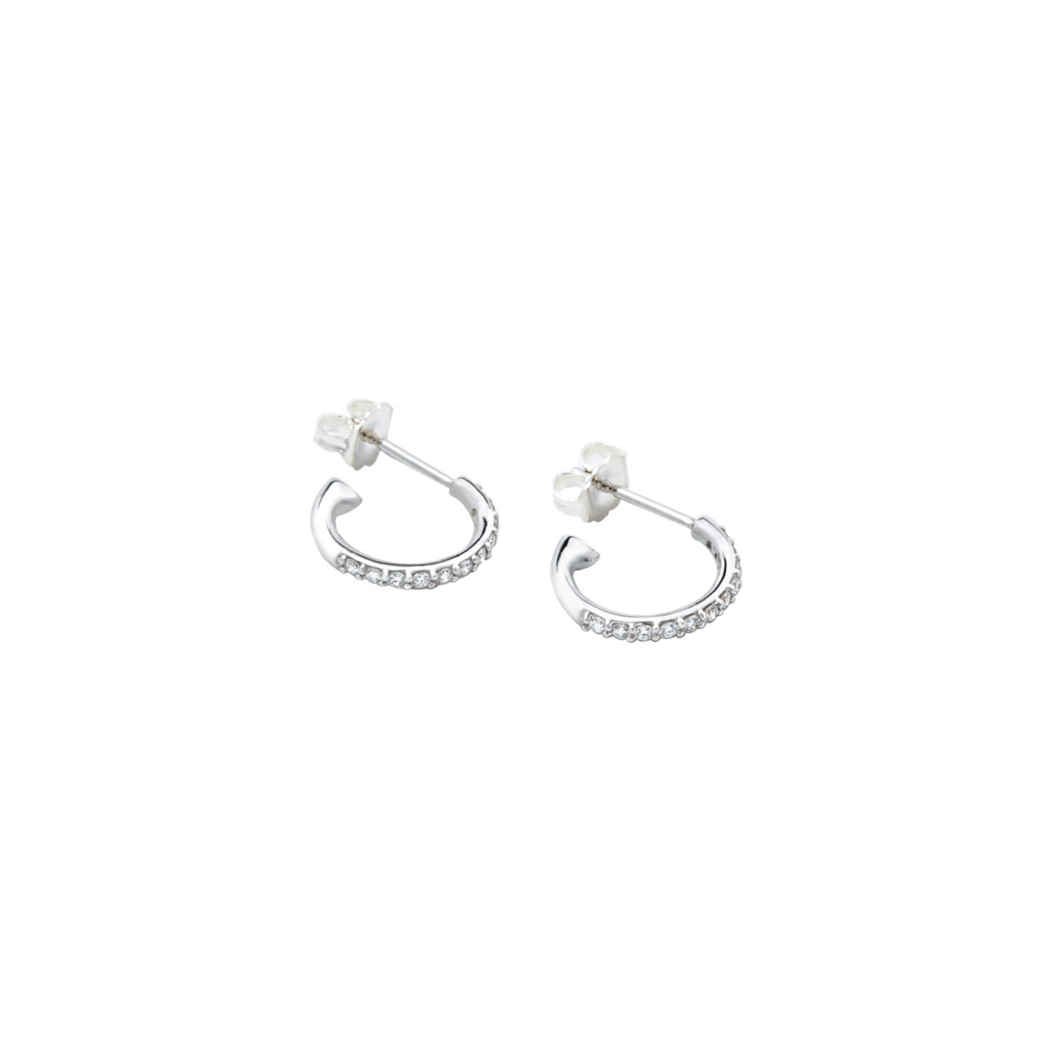 14K White Gold Diamond Hoop Earring