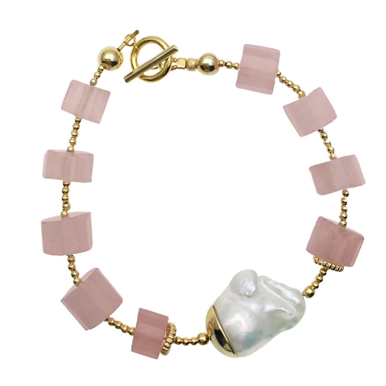 Rose Quartz & Baroque Bracelet