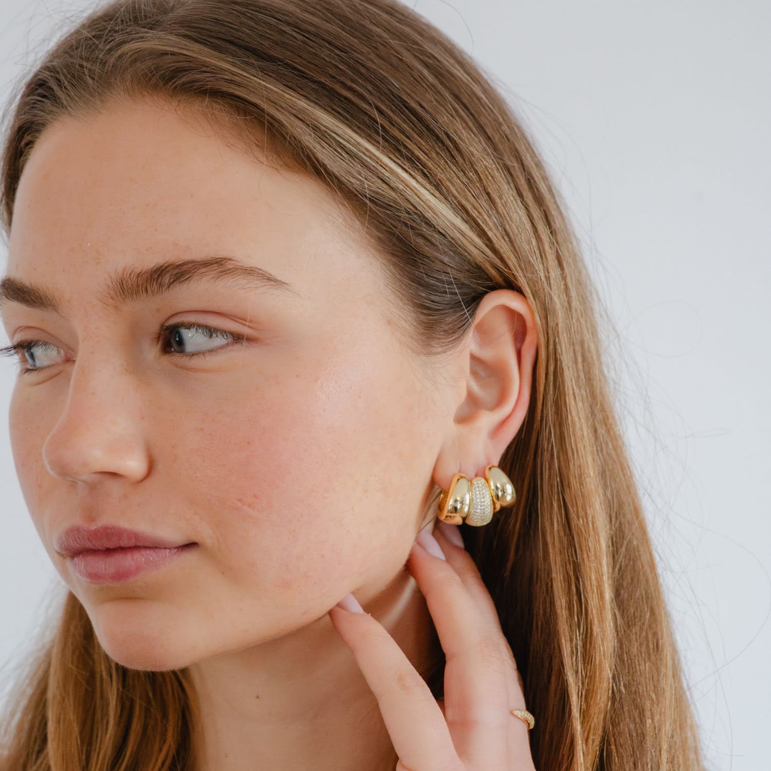 Puffy Dome Gold Hoop Earrings