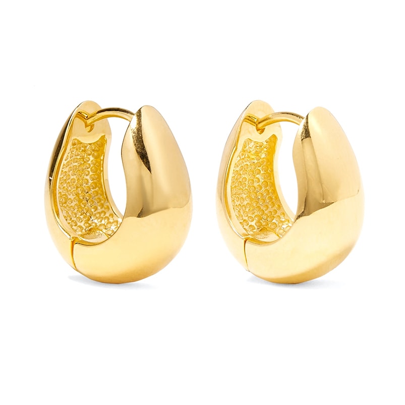 Puffy Dome Gold Hoop Earrings