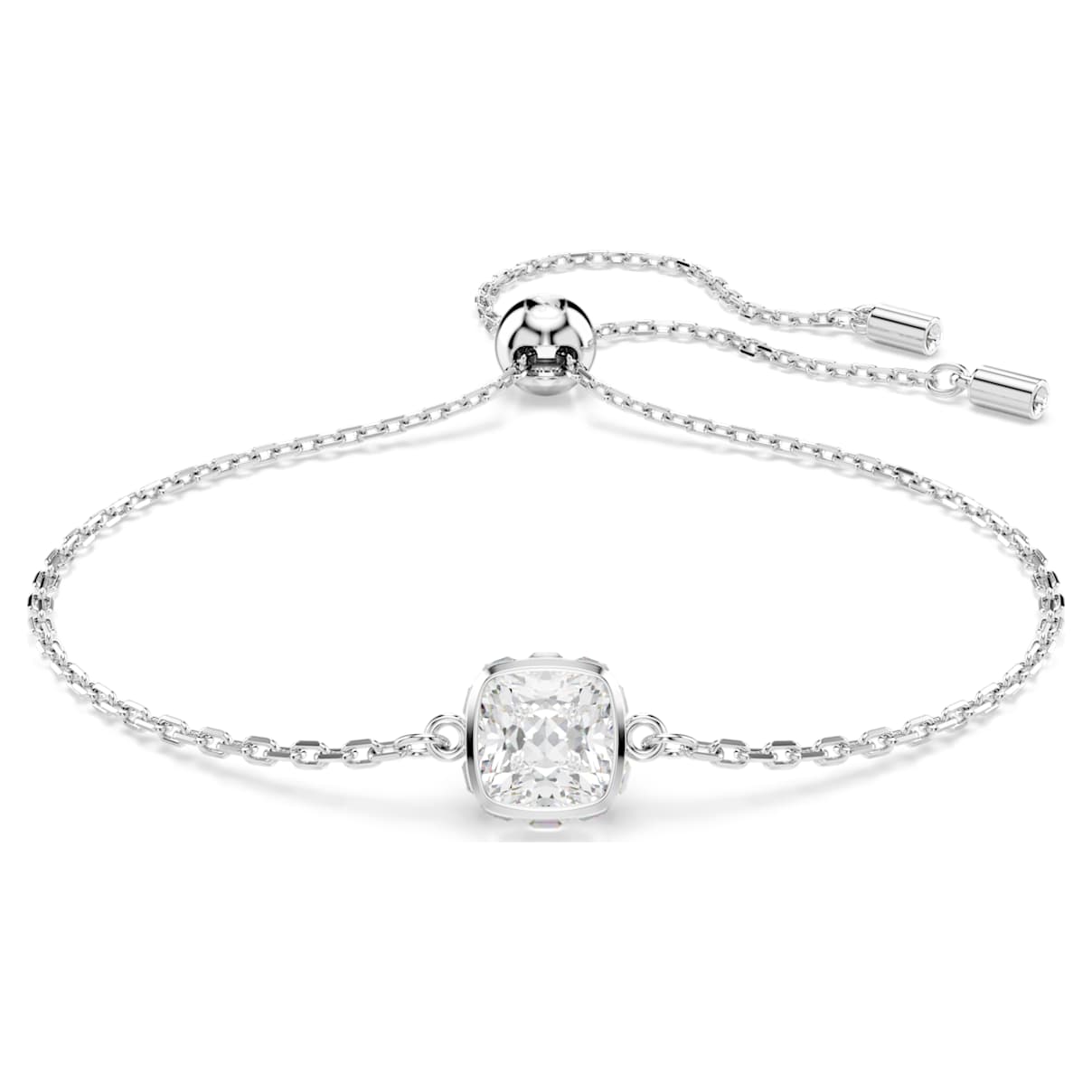BIRTHSTONE BRACELET SQUARE CUT APRIL WHITE RHODIUM PLATED