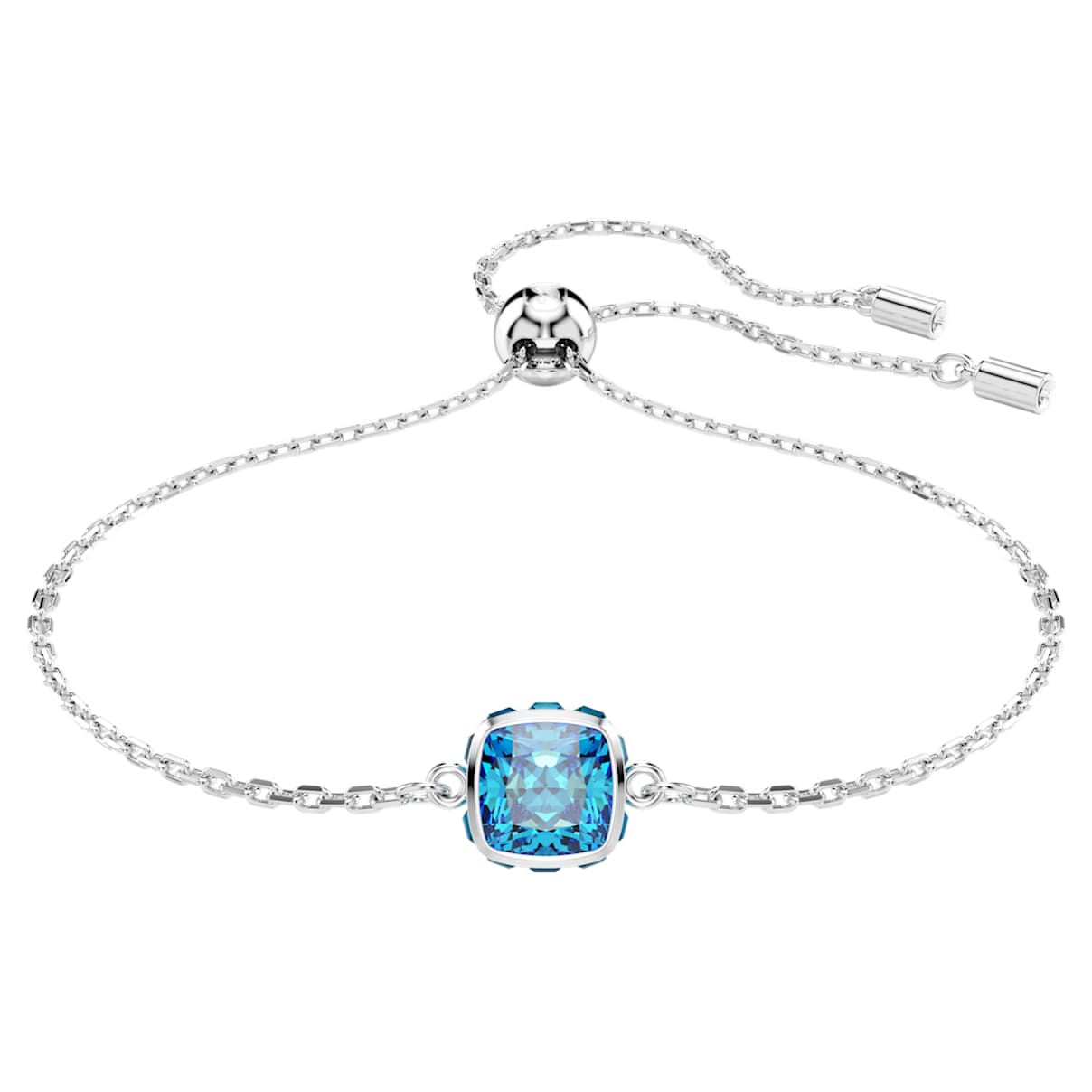 BIRTHSTONE BRACELET SQUARE CUT DECEMBER BLUE RHODIUM PLATED