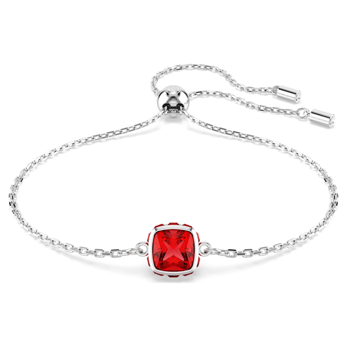 BIRTHSTONE BRACELET SQUARE CUT JULY RED RHODIUM PLATED