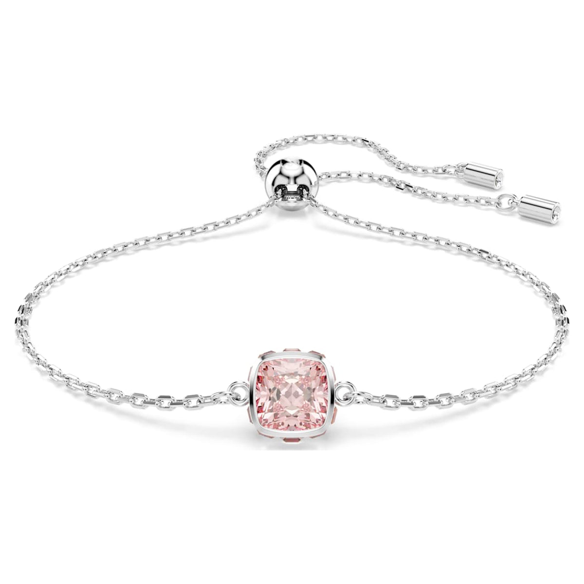BIRTHSTONE BRACELET SQUARE CUT JUNE PINK RHODIUM PLATED
