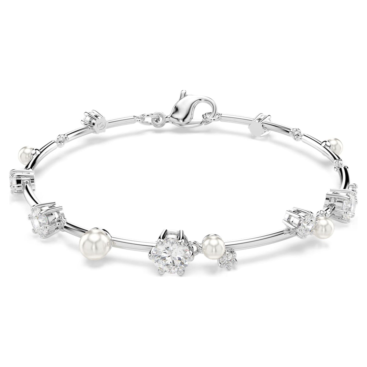 CONSTELLA BRACELET CRYSTAL PEARL ROUND CUTS WHITE RHODIUM PLATED