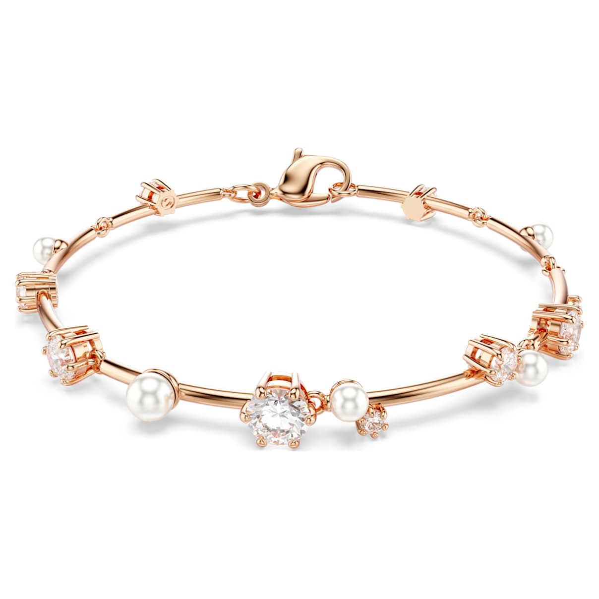 CONSTELLA BRACELET CRYSTAL PEARL ROUND CUTS WHITE ROSE GOLD TONE PLATED
