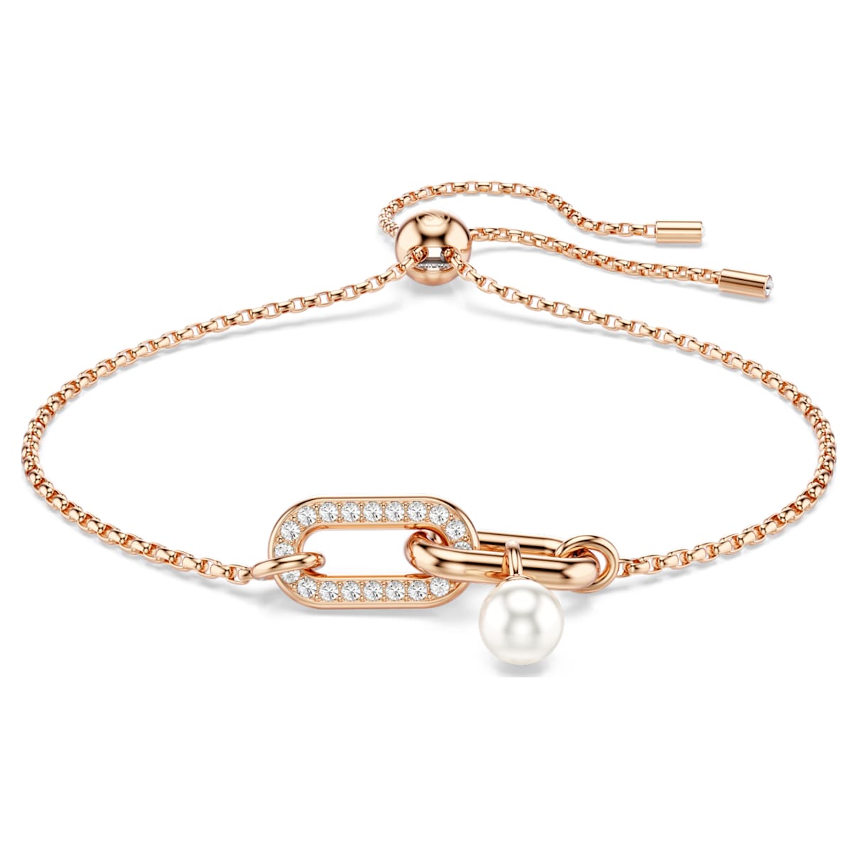 CONSTELLA BRACELET CRYSTAL PEARL ROUND CUT WHITE ROSE GOLD TONE PLATED