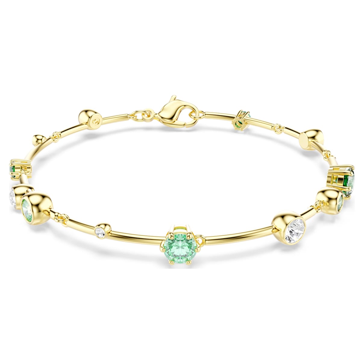 CONSTELLA BRACELET MIXED CUTS GREEN GOLD TONE PLATED