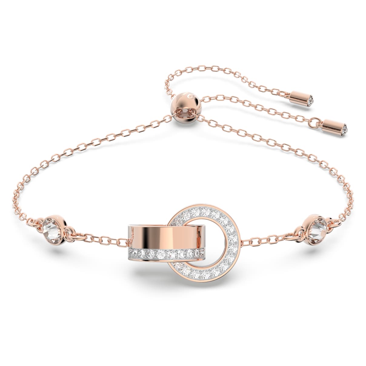 DEXTERA BRACELET INTERLOCKING LOOP WHITE ROSE GOLD TONE PLATED