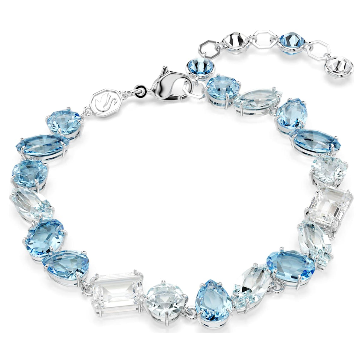 GEMA BRACELET MIXED CUTS BLUE RHODIUM PLATED