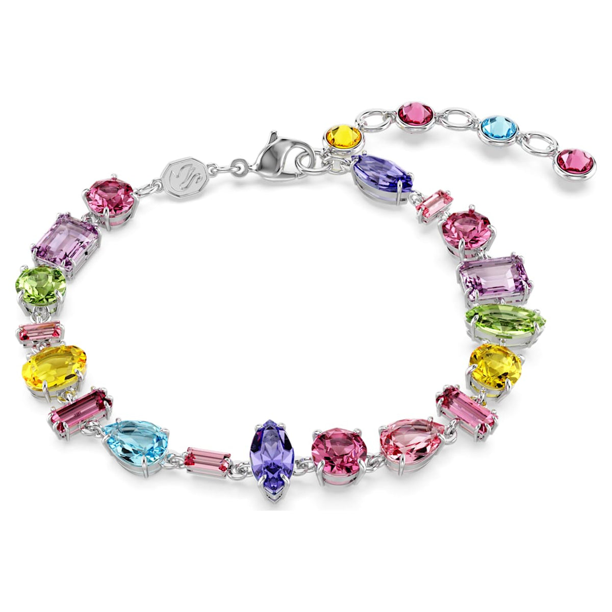 GEMA BRACELET MIXED CUTS MULTICOLORED RHODIUM PLATED