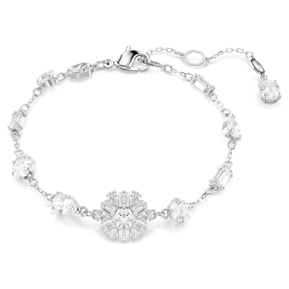 IDYLLIA BRACELET MIXED CUTS SNOWFLAKE WHITE RHODIUM PLATED