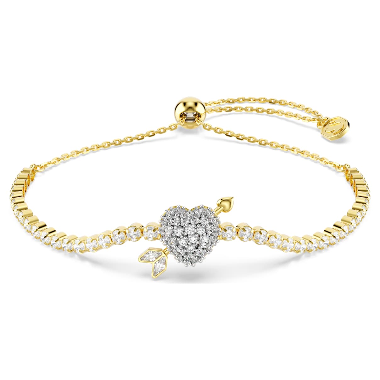 IDYLLIA BRACELET MIXED CUTS HEART WITH ARROW WHITE GOLD TONE PLATED