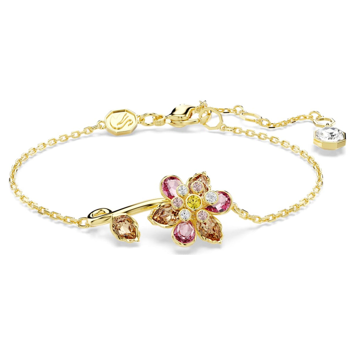 IDYLLIA BRACELET MIXED CUTS FLOWER MULTICOLORED GOLD TONE PLATED