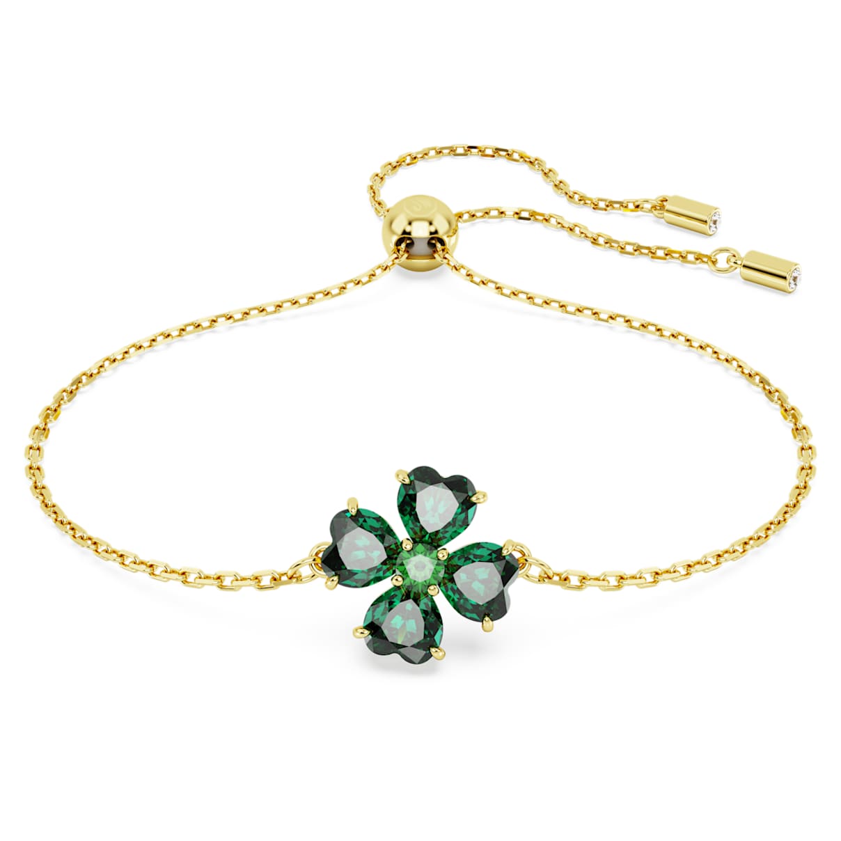 IDYLLIA BRACELET MIXED CUTS CLOVER GREEN GOLD TONE PLATED