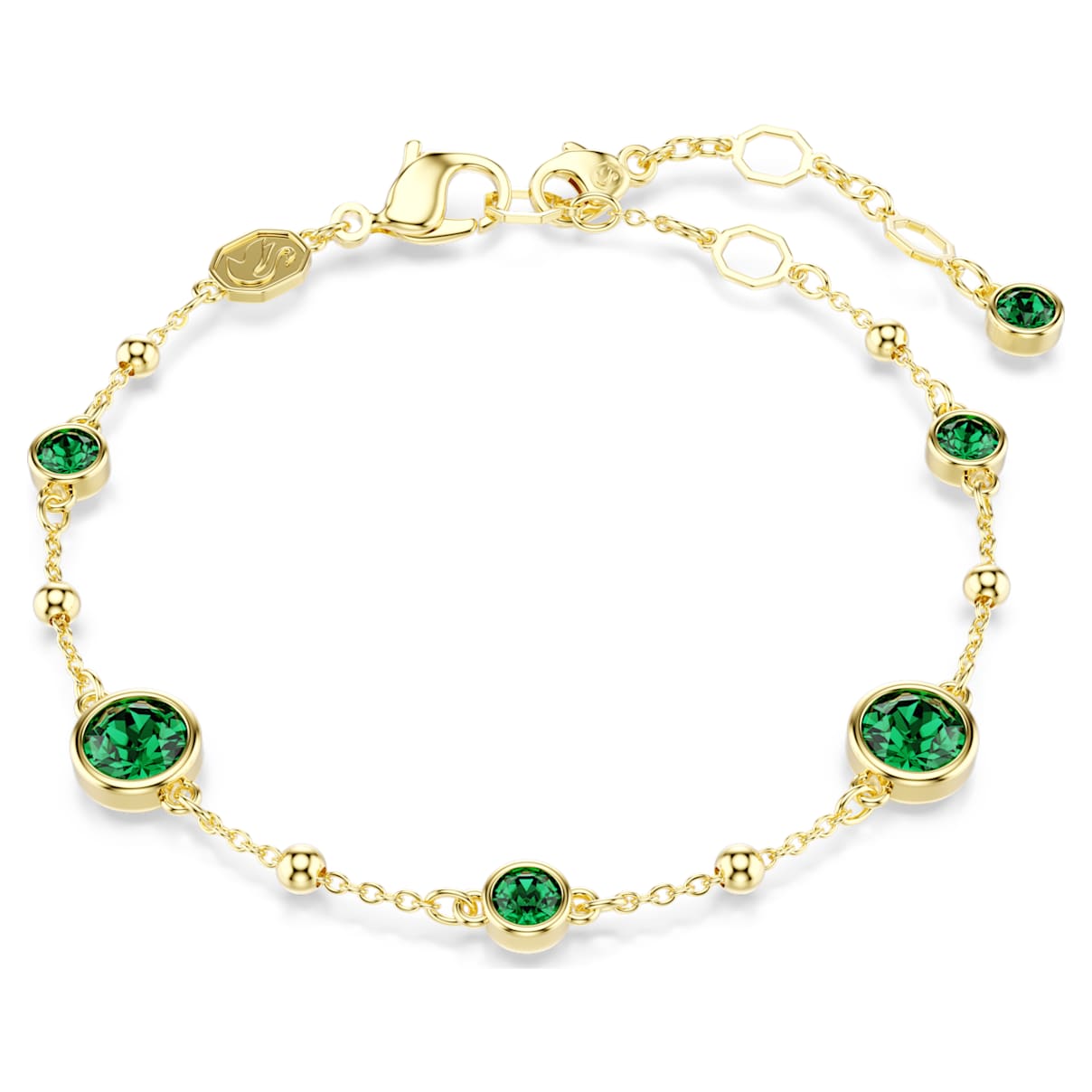 IMBER BRACELET ROUND CUT GREEN GOLD TONE PLATED