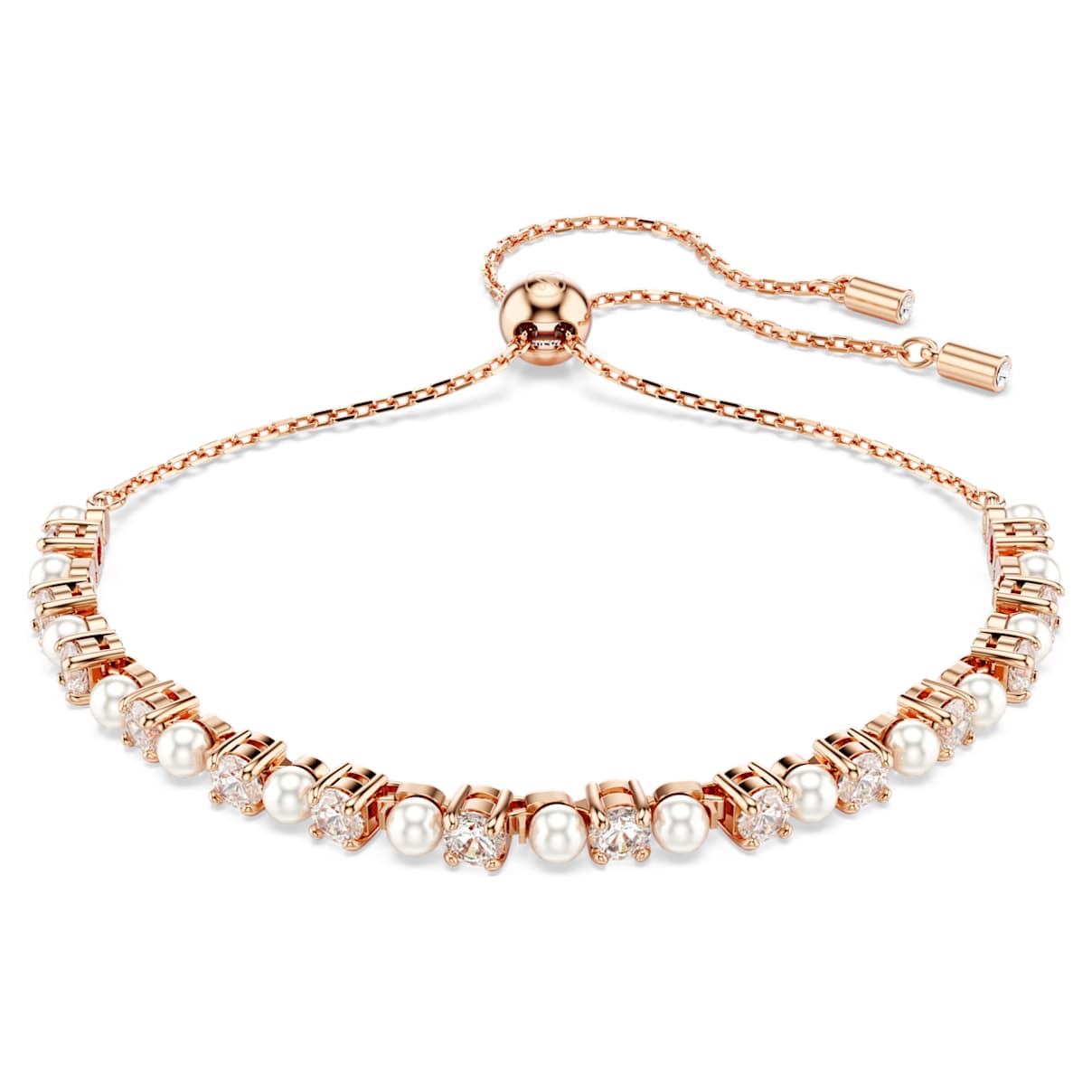 MATRIX BRACELET CRYSTAL PEARL ROUND CUTS WHITE ROSE GOLD TONE PLATED