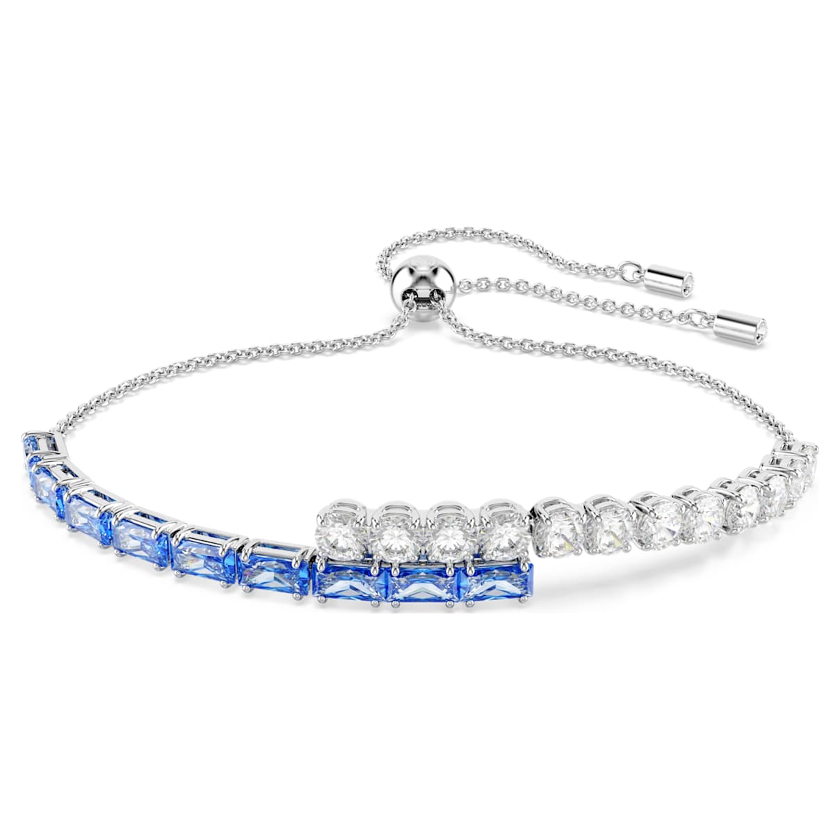 MATRIX BRACELET MIXED CUTS BLUE RHODIUM PLATED
