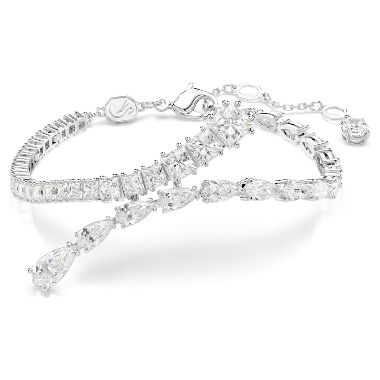 MATRIX BRACELET MIXED CUTS WHITE RHODIUM PLATED