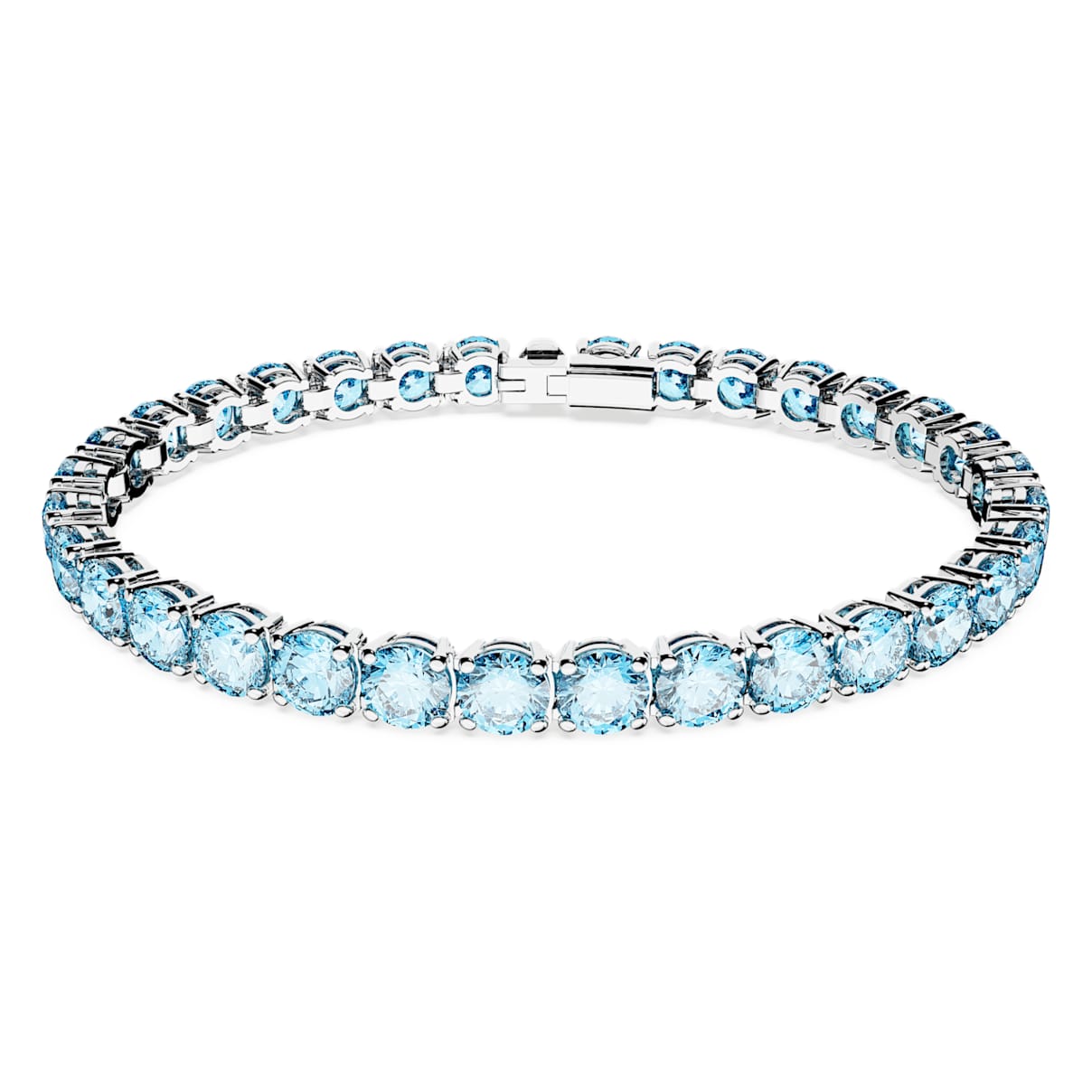 MATRIX TENNIS BRACELET ROUND CUT BLUE RHODIUM PLATED