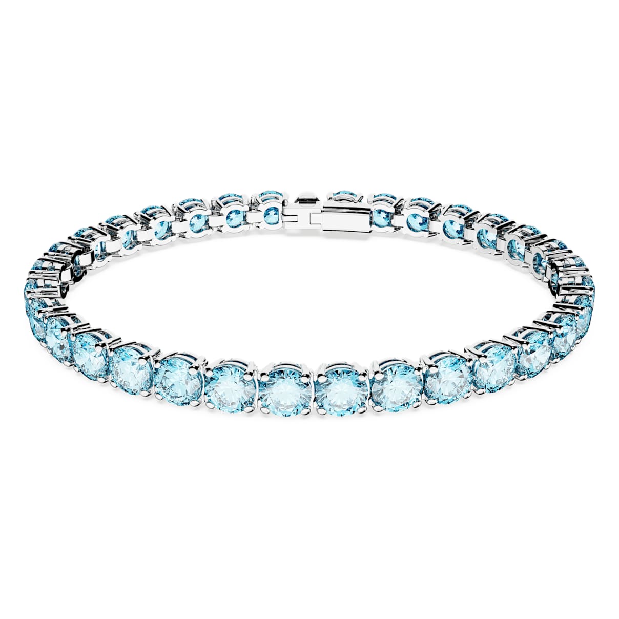 MATRIX TENNIS BRACELET ROUND CUT BLUE RHODIUM PLATED