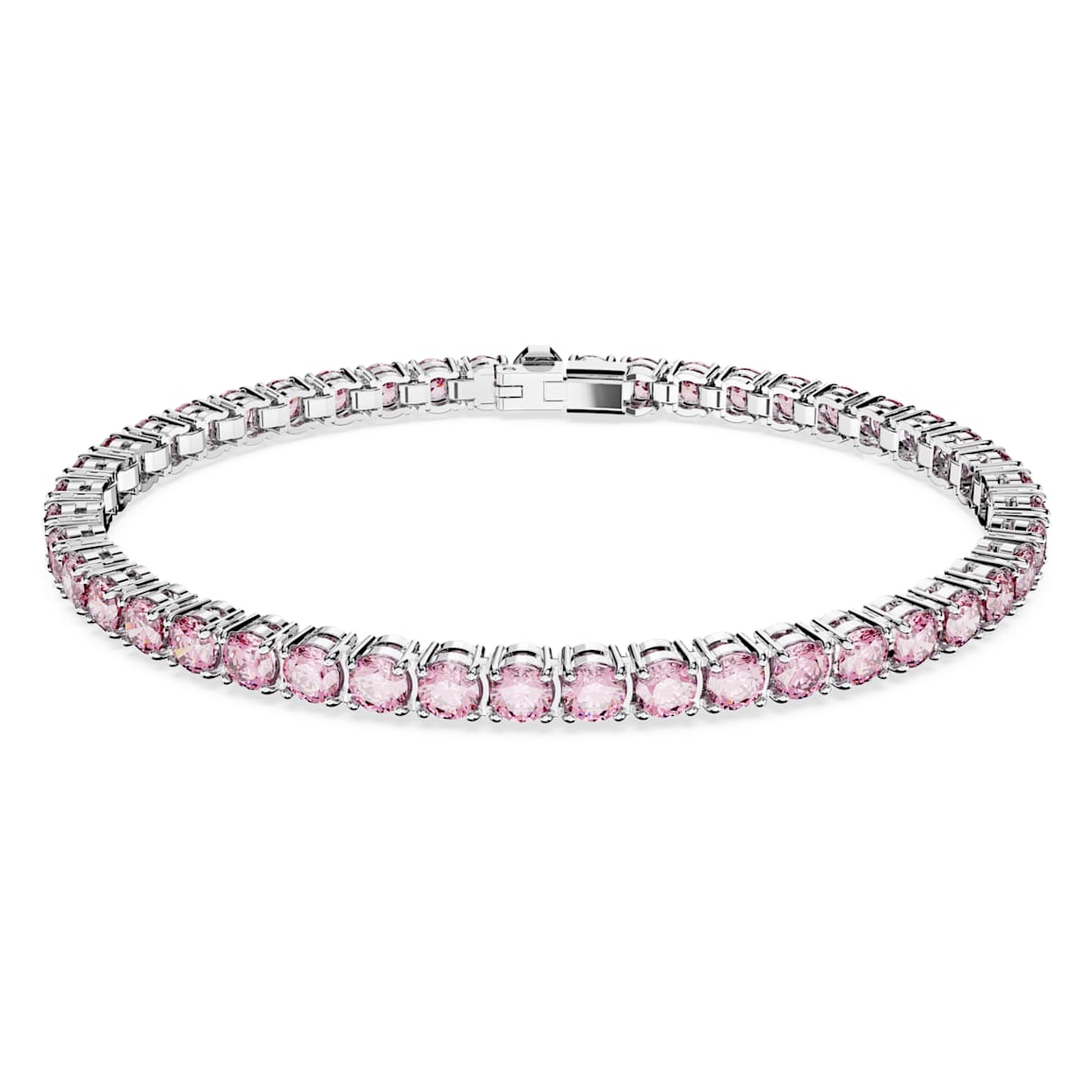 MATRIX TENNIS BRACELET ROUND CUT PINK RHODIUM PLATED