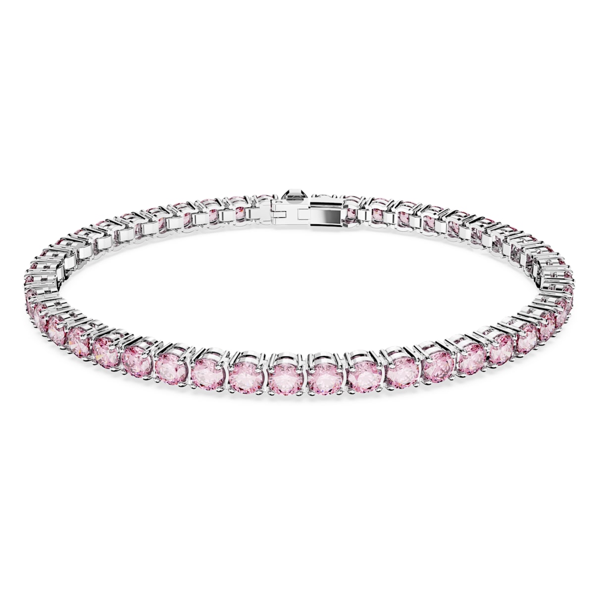 MATRIX TENNIS BRACELET ROUND CUT PINK RHODIUM PLATED
