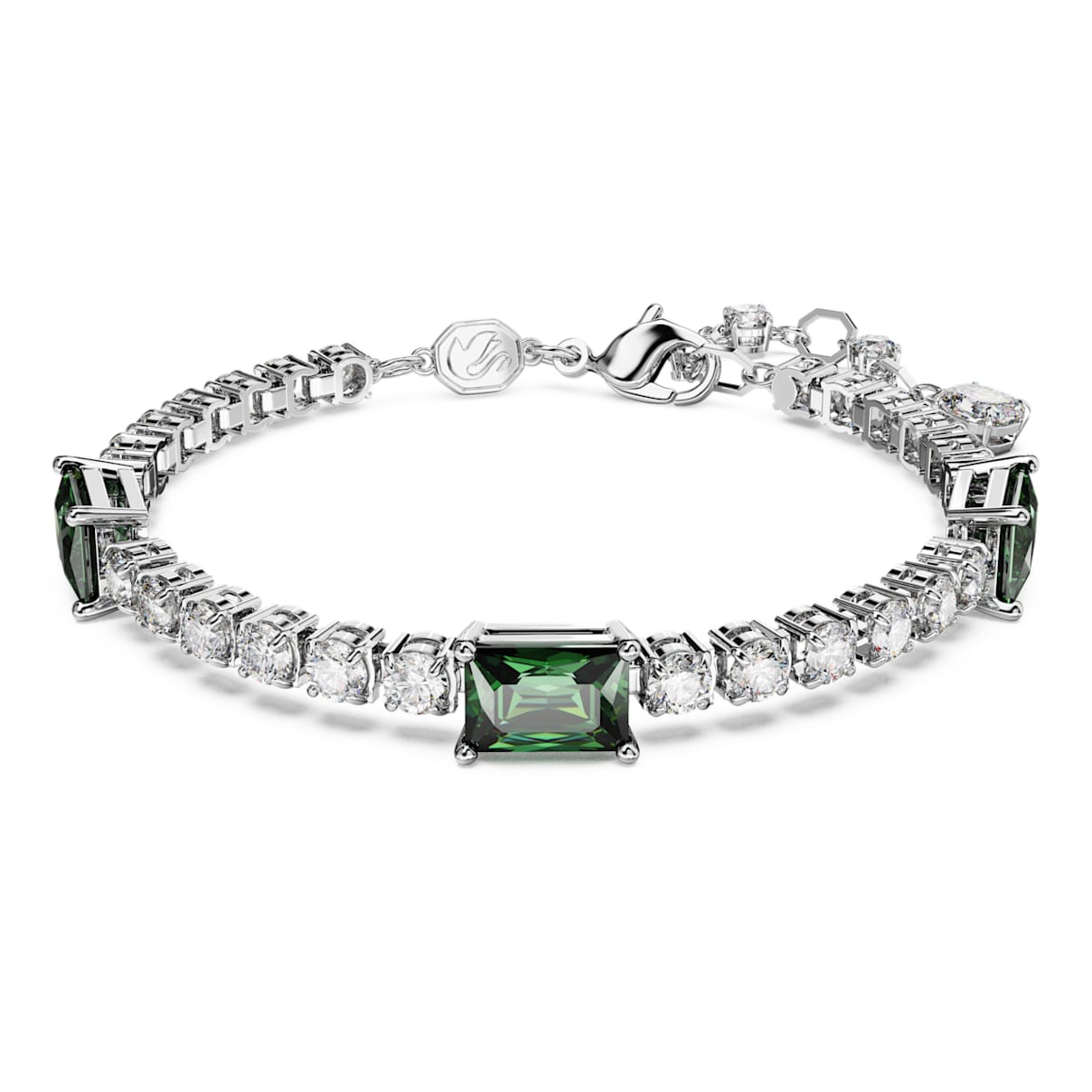 MATRIX TENNIS BRACELET MIXED CUTS GREEN RHODIUM PLATED