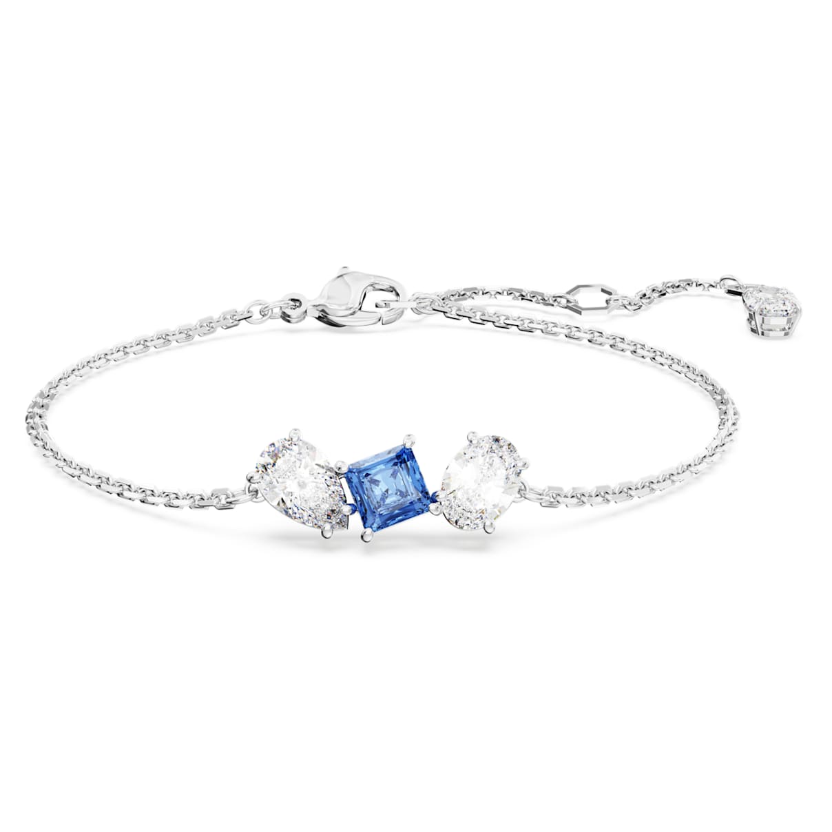 MESMERA BRACELET MIXED CUTS BLUE RHODIUM PLATED