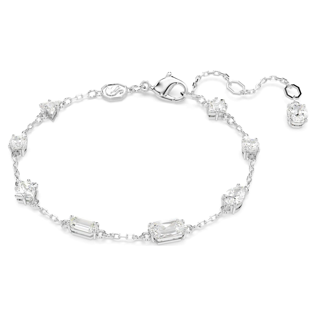 MESMERA BRACELET MIXED CUTS SCATTERED DESIGN WHITE RHODIUM PLATED