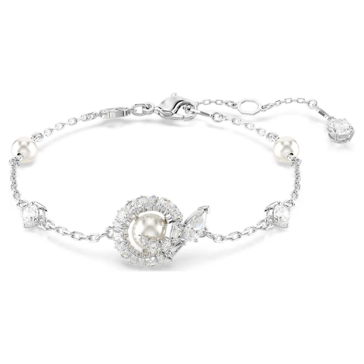 SNAKE BRACELET CRYSTAL PEARL MIXED CUTS YEAR OF THE SNAKE WHITE RHODIUM PLATED