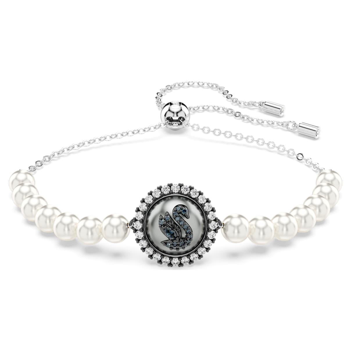 SWAN BRACELET CRYSTAL PEARL SWAN GRAY RHODIUM PLATED
