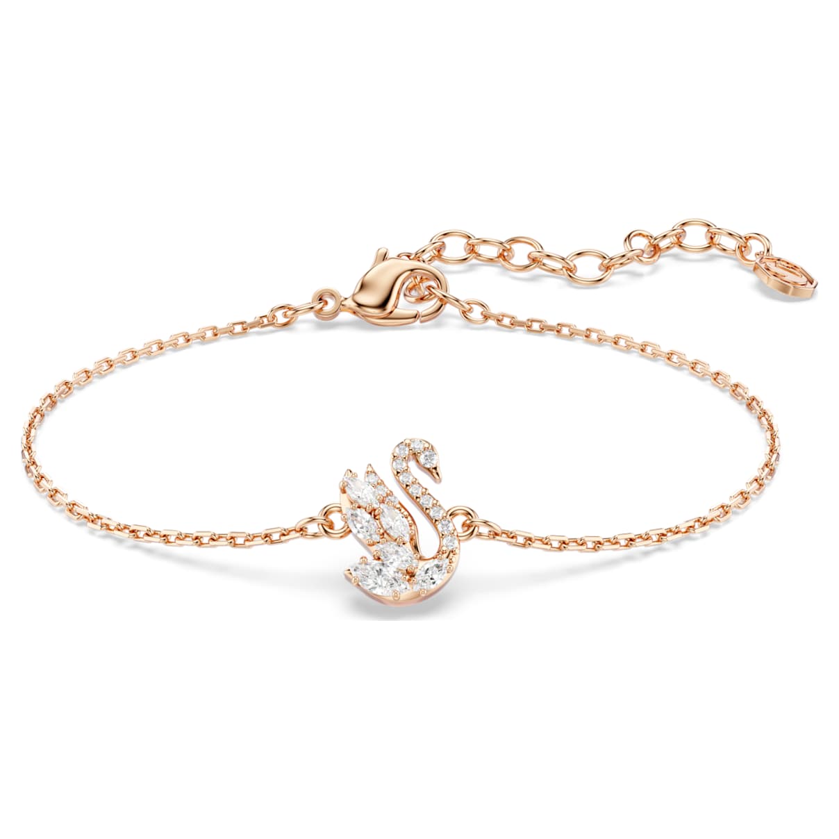 SWAN BRACELET MIXED CUTS SWAN WHITE ROSE GOLD TONE PLATED