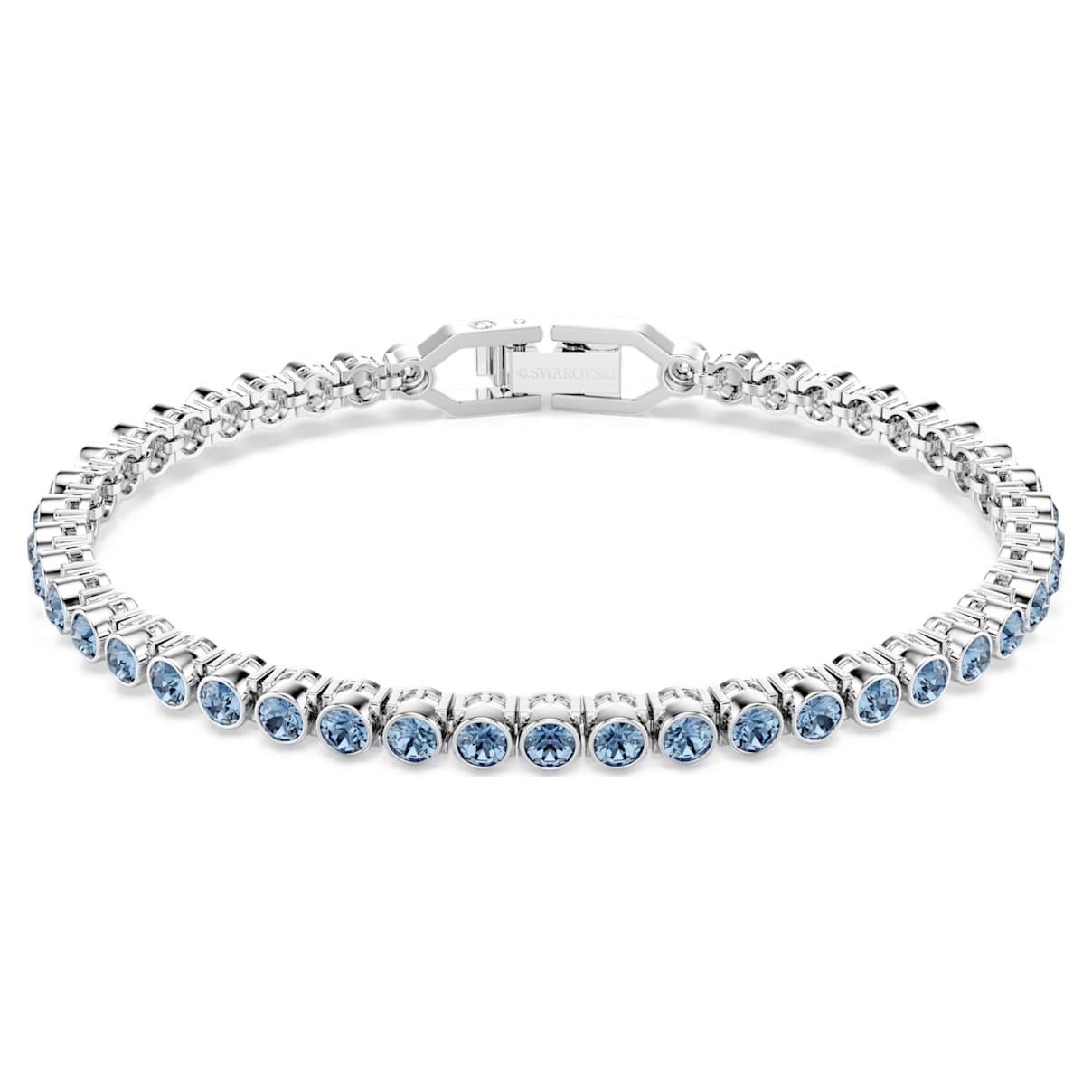 IMBER EMILY TENNIS BRACELET ROUND CUT BLUE RHODIUM PLATED