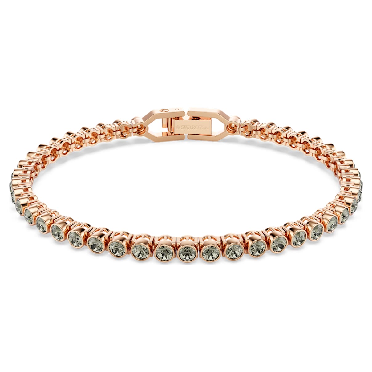 IMBER EMILY TENNIS BRACELET ROUND CUT BLACK ROSE GOLD TONE PLATED