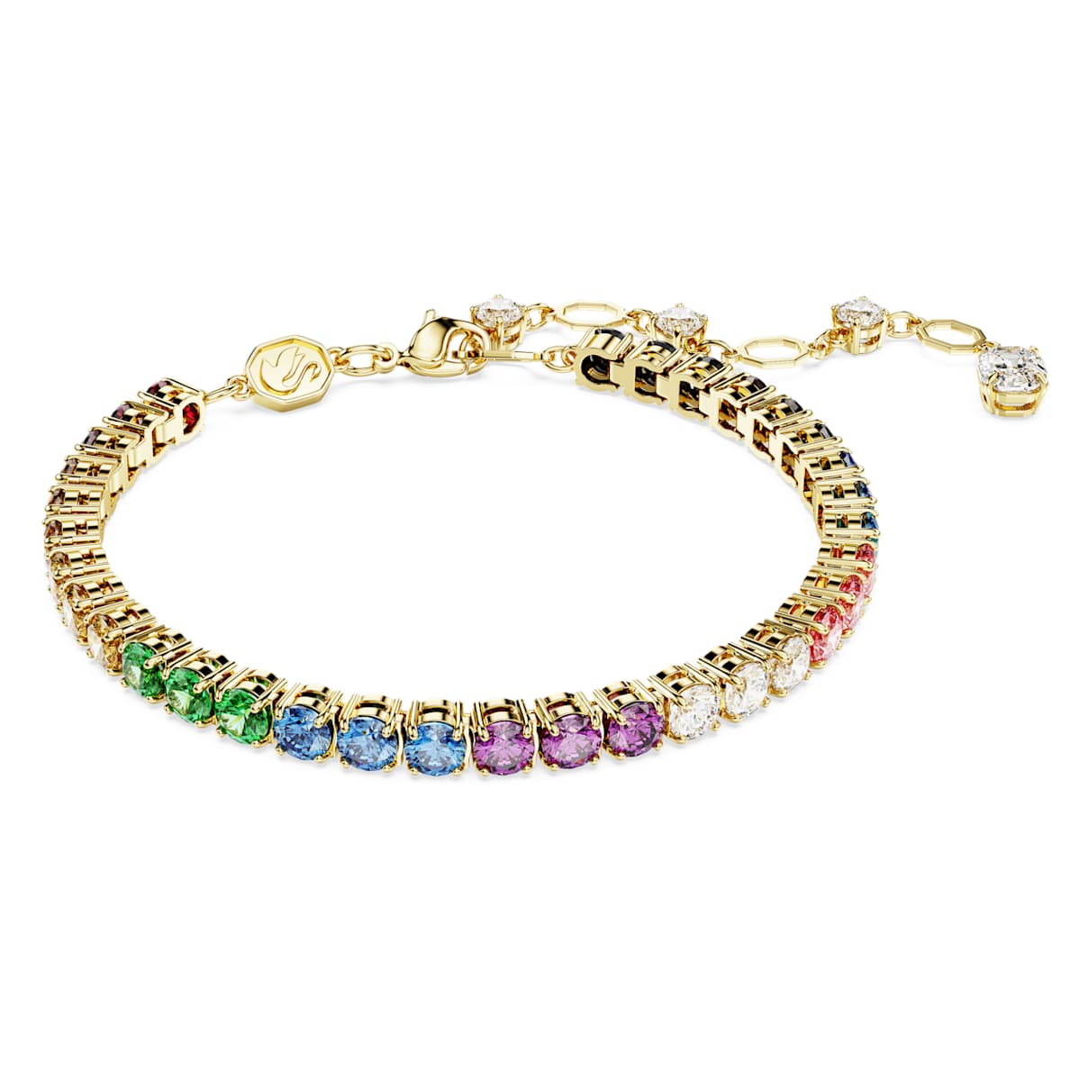 MATRIX TENNIS BRACELET ROUND CUT MULTICOLORED GOLD TONE PLATED