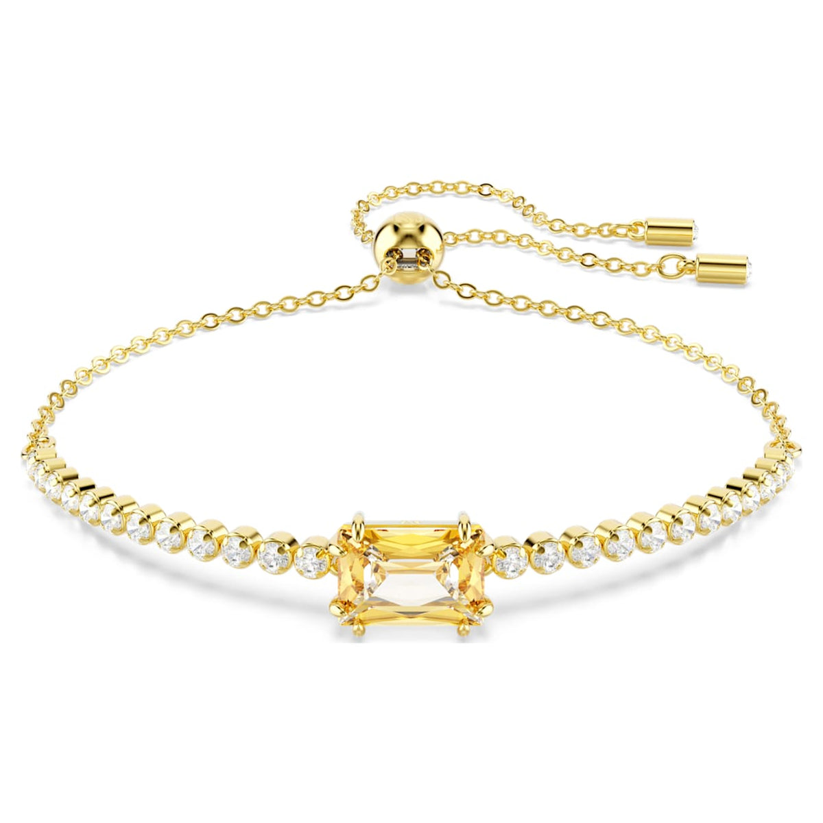 MATRIX TENNIS BRACELET MIXED CUTS CARAMEL GOLD TONE PLATED