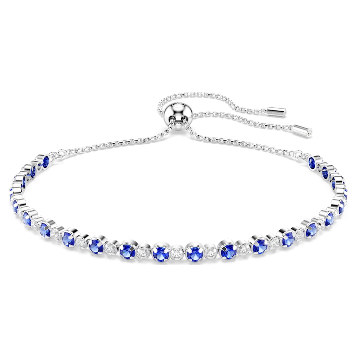 MATRIX TENNIS BRACELET MIXED ROUND CUTS BLUE RHODIUM PLATED