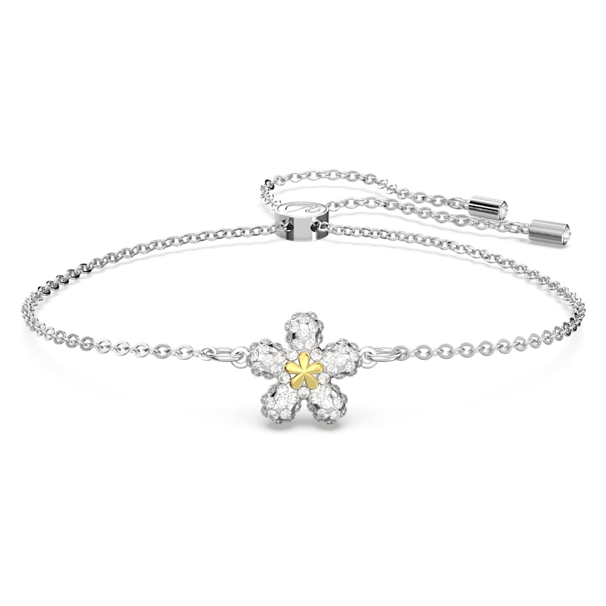 TOUGH BRACELET FLOWER WHITE MIXED METAL FINISH