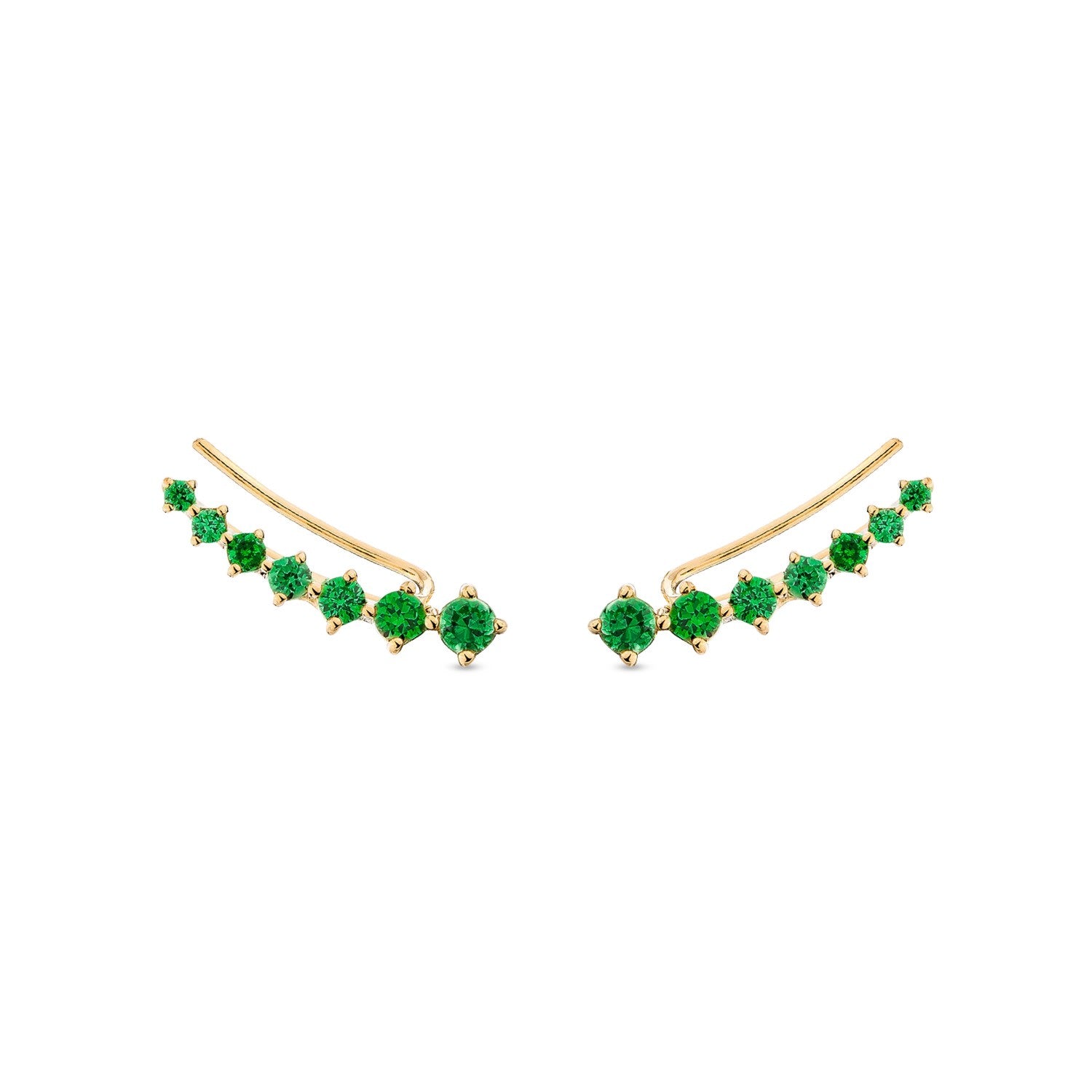 Complete Ear Climber With Man Made Emeralds In 18K Gold Vermeil