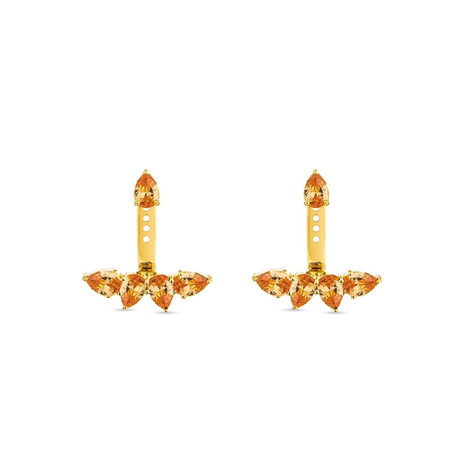 Pure Ear Jacket With Man Made Cz Diamond Stimulant In Sterling Silver & 18K Gold Vermeil