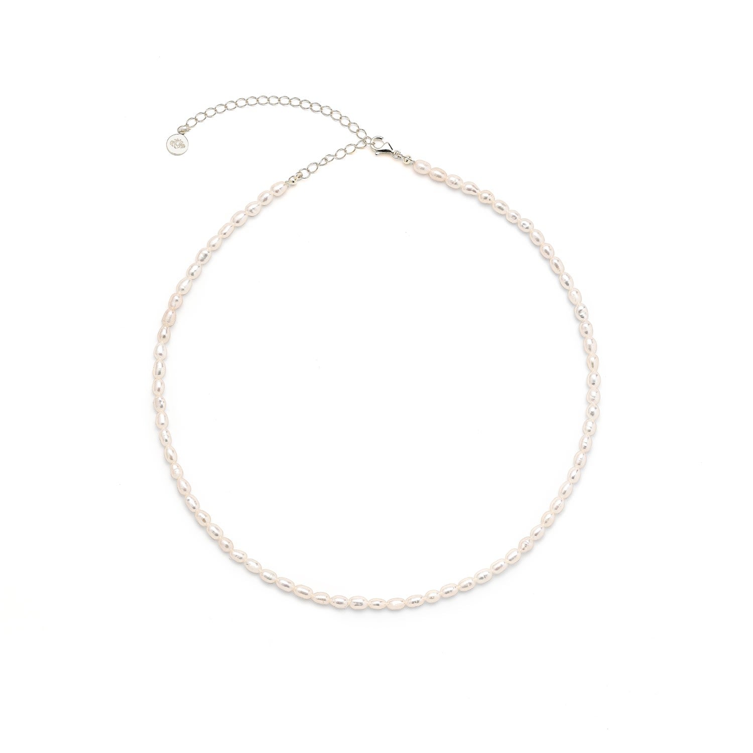 Pure Light, Baroque Freshwater Pearl Choker Necklace, White Rhodium Over Sterling Silver