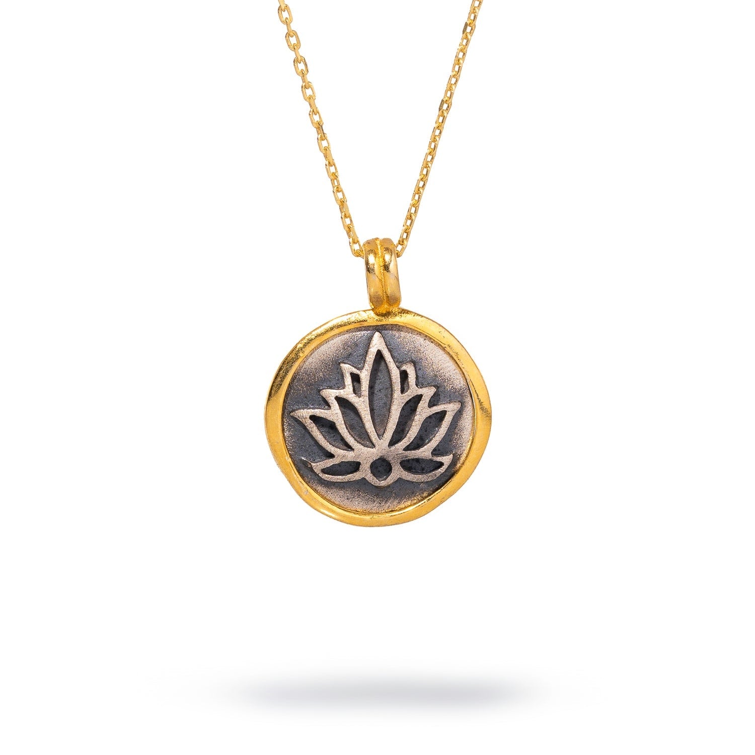 Purity Lotus Flower Sterling Silver & Gold Chain Necklace - Silver