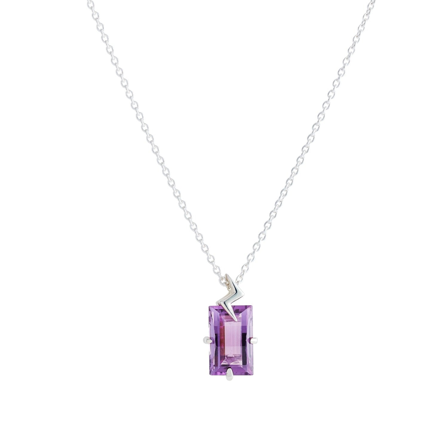 Purple Amethyst Bolt Pendant- Sterling Silver