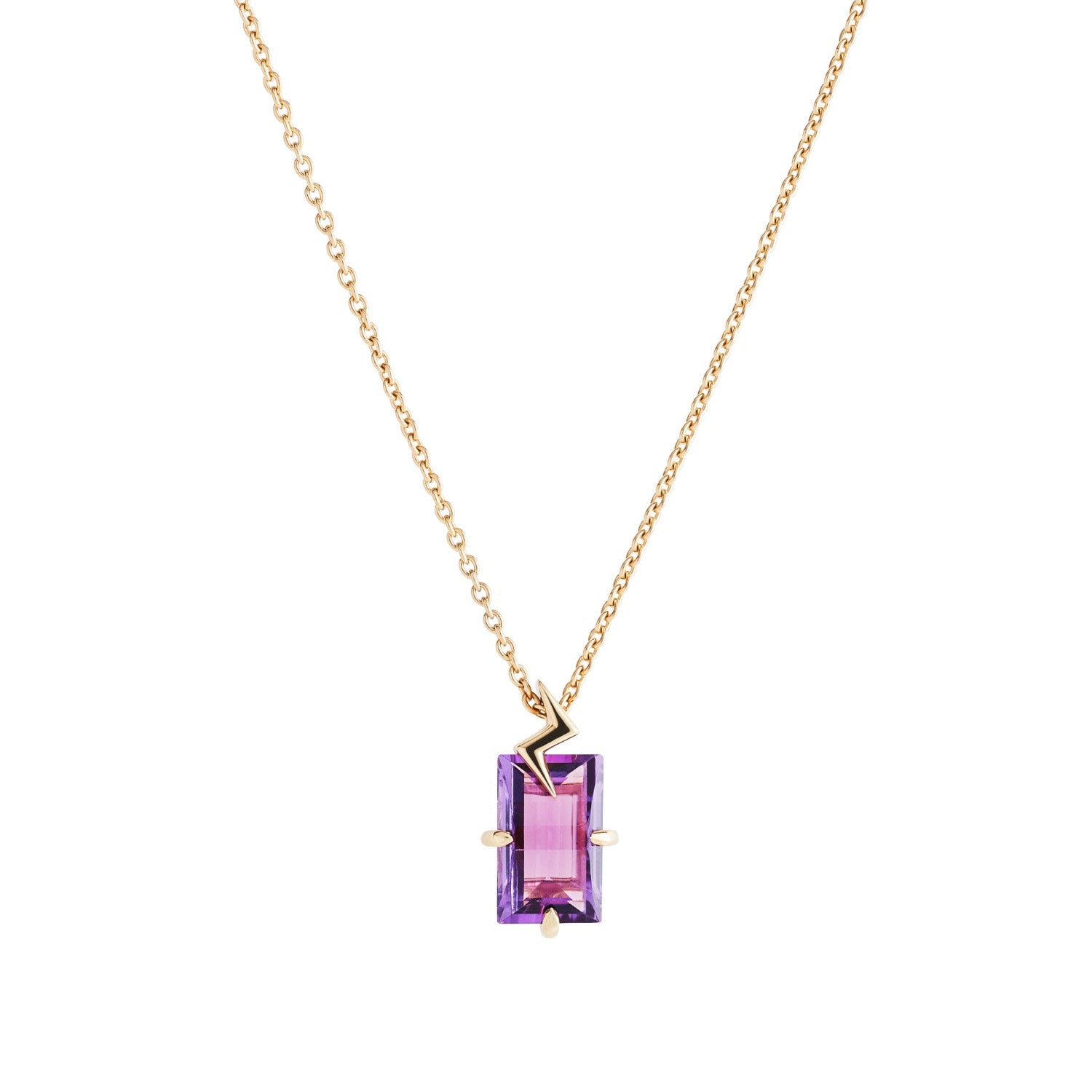 Purple Amethyst Bolt Pendant- Gold Vermeil