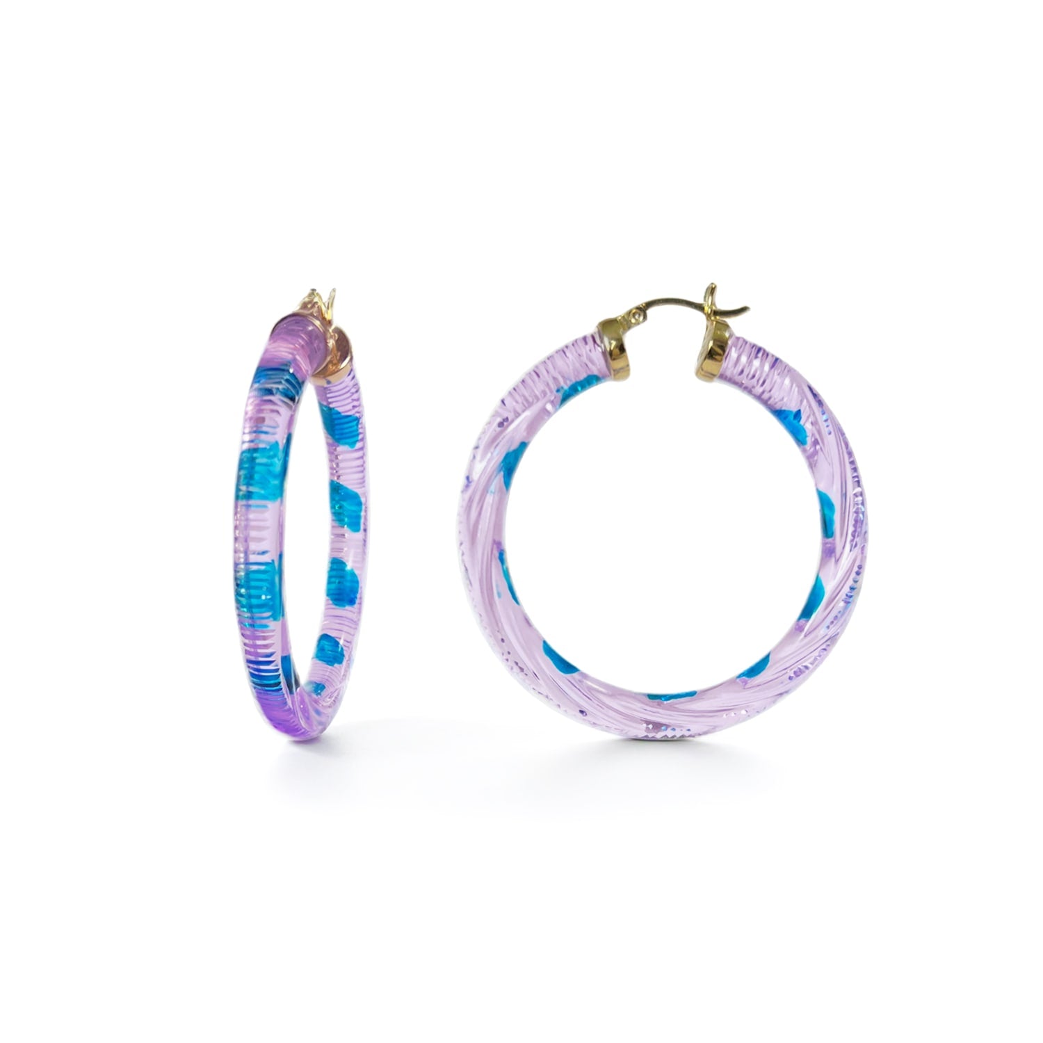 Purple & Blue Stripe Hoop Earrings