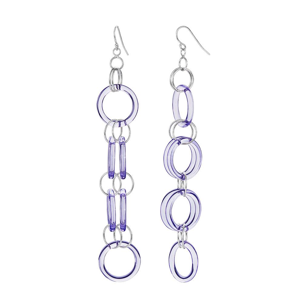 Purple Circle Links Drop & Dangle Earrings